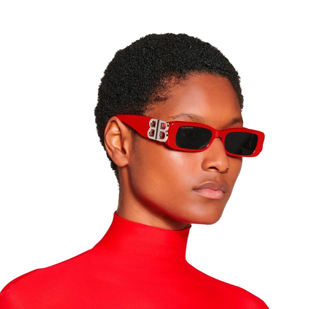 SOLD❤️BALENCIAGA dynasty rectangle in red acetate with Grey lense ♥️ - Picture 7 of 17